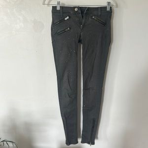 Rag and bone jeans with aesthetic bleach stains.